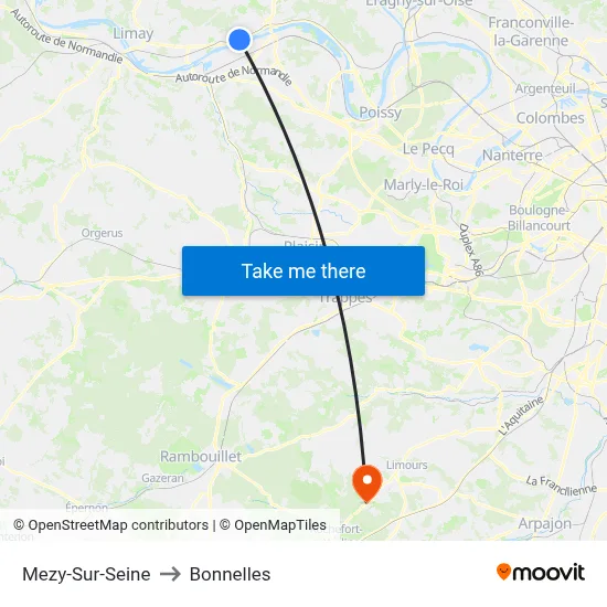 Mezy-Sur-Seine to Bonnelles map