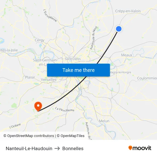 Nanteuil-Le-Haudouin to Bonnelles map
