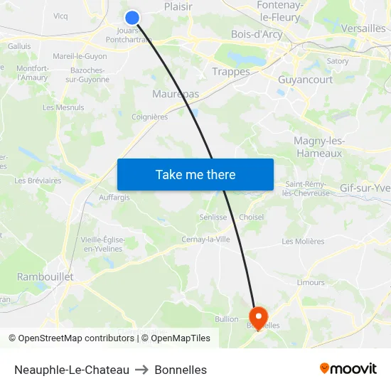 Neauphle-Le-Chateau to Bonnelles map