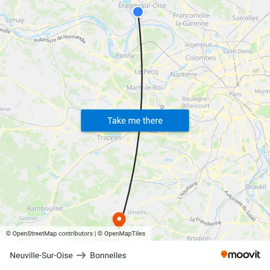 Neuville-Sur-Oise to Bonnelles map