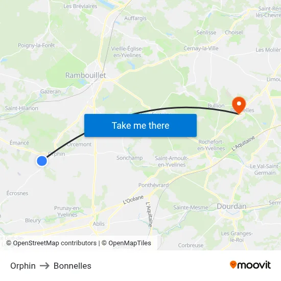 Orphin to Bonnelles map