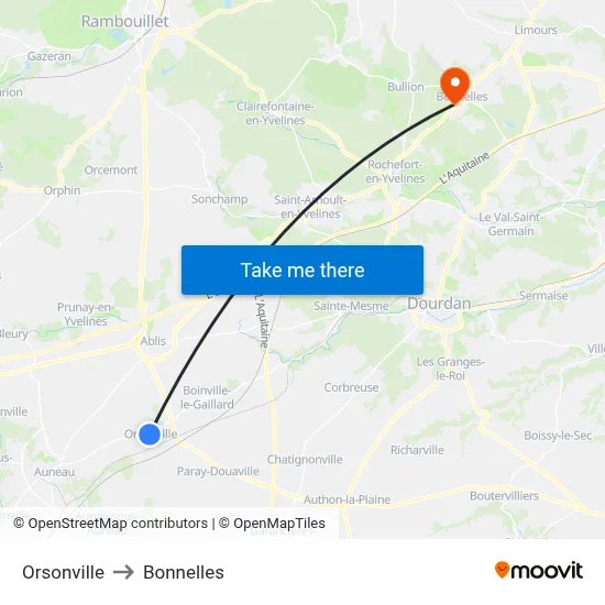 Orsonville to Bonnelles map