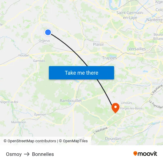 Osmoy to Bonnelles map