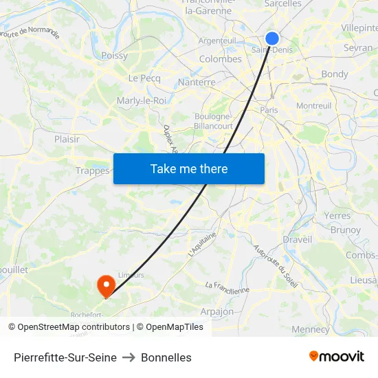 Pierrefitte-Sur-Seine to Bonnelles map