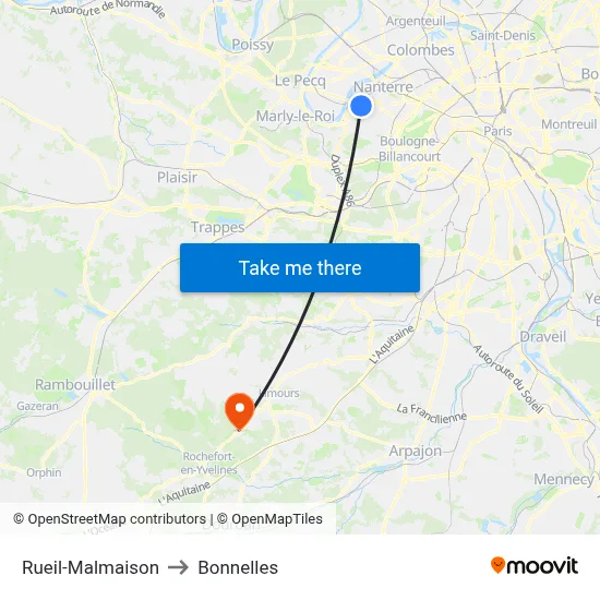 Rueil-Malmaison to Bonnelles map