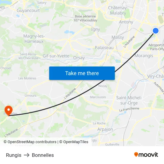 Rungis to Bonnelles map
