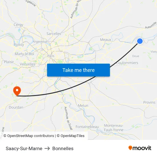 Saacy-Sur-Marne to Bonnelles map