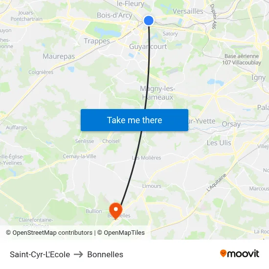 Saint-Cyr-L'Ecole to Bonnelles map
