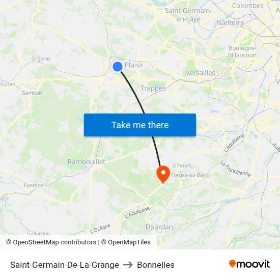 Saint-Germain-De-La-Grange to Bonnelles map