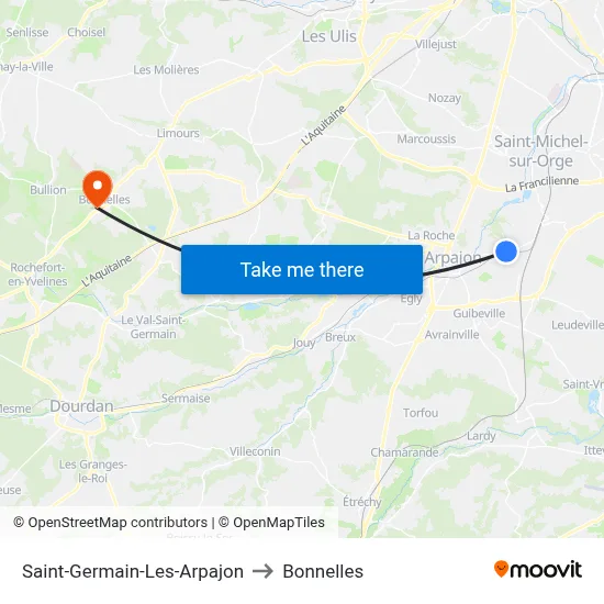 Saint-Germain-Les-Arpajon to Bonnelles map