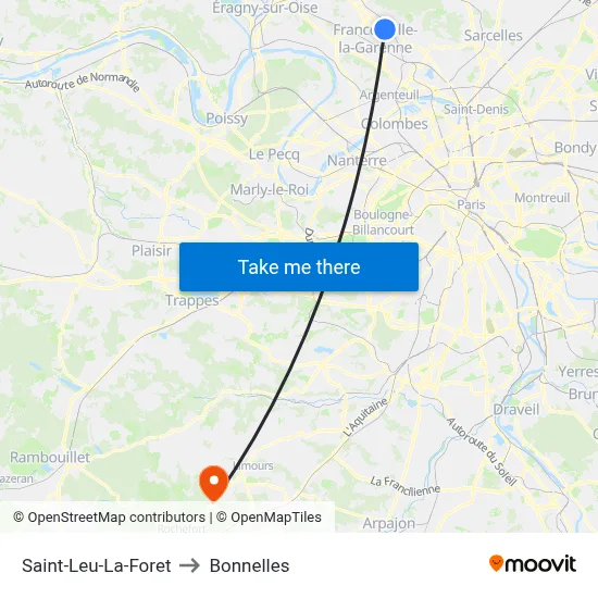 Saint-Leu-La-Foret to Bonnelles map