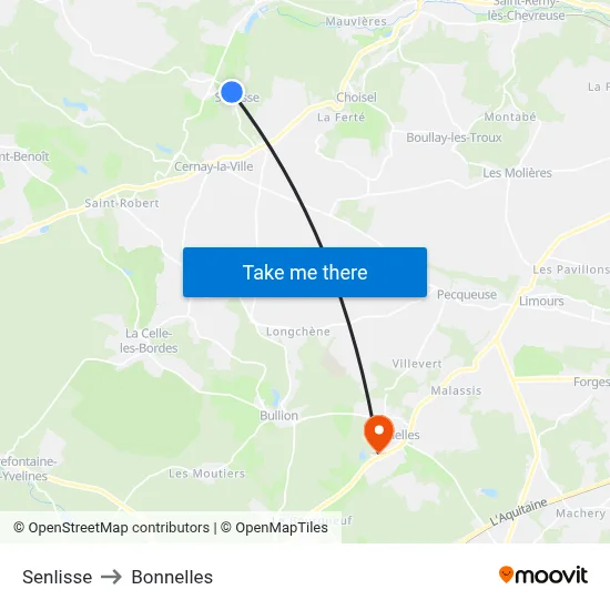 Senlisse to Bonnelles map