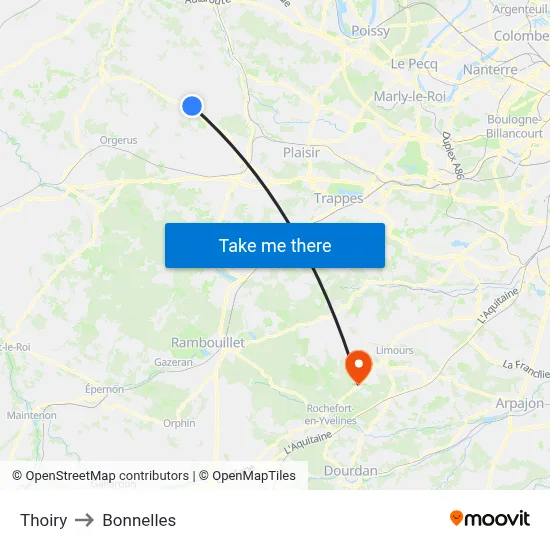 Thoiry to Bonnelles map