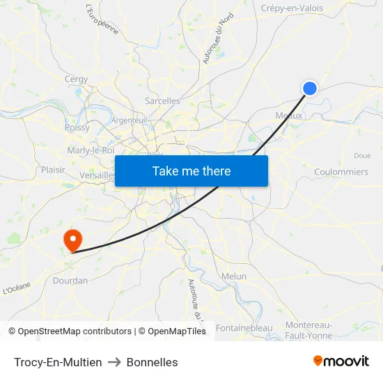 Trocy-En-Multien to Bonnelles map