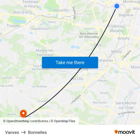 Vanves to Bonnelles map