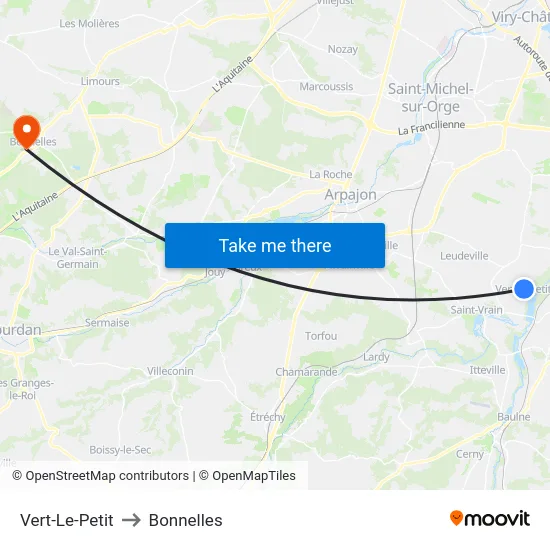 Vert-Le-Petit to Bonnelles map