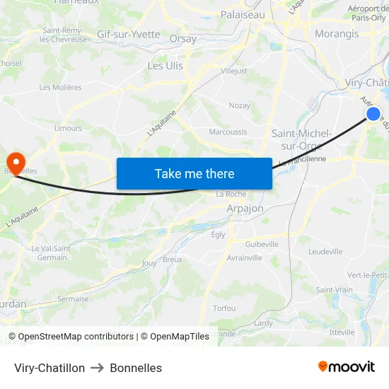 Viry-Chatillon to Bonnelles map