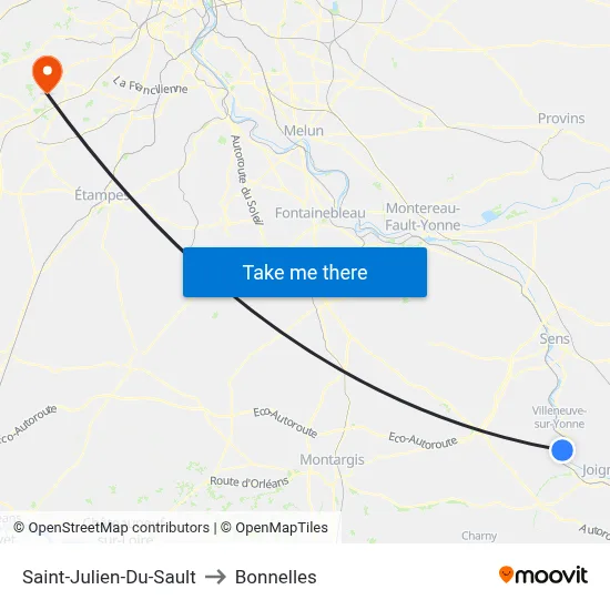 Saint-Julien-Du-Sault to Bonnelles map