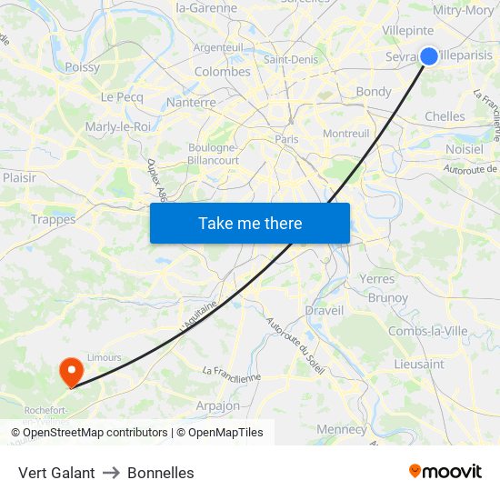 Vert Galant to Bonnelles map