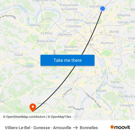 Villiers-Le-Bel - Gonesse - Arnouville to Bonnelles map