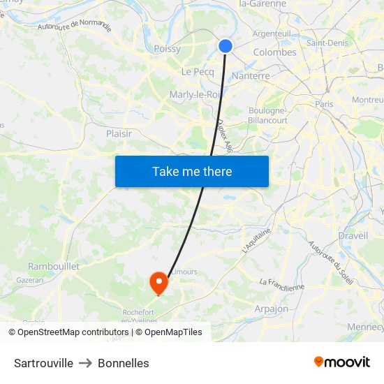 Sartrouville to Bonnelles map