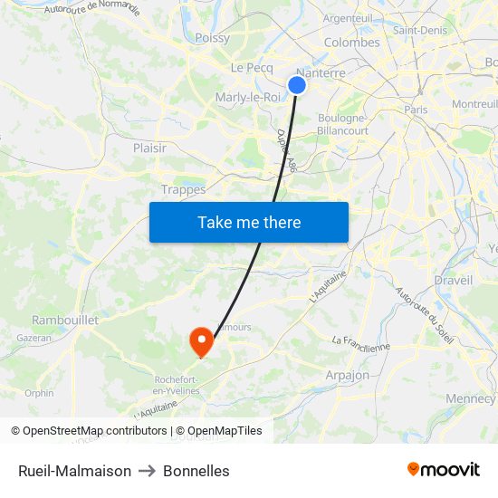 Rueil-Malmaison to Bonnelles map