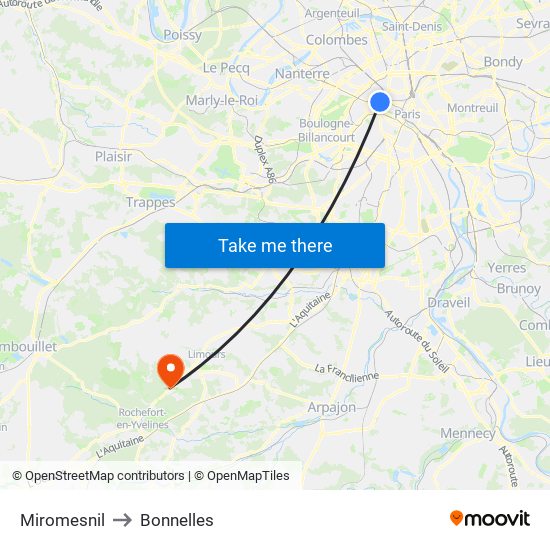 Miromesnil to Bonnelles map