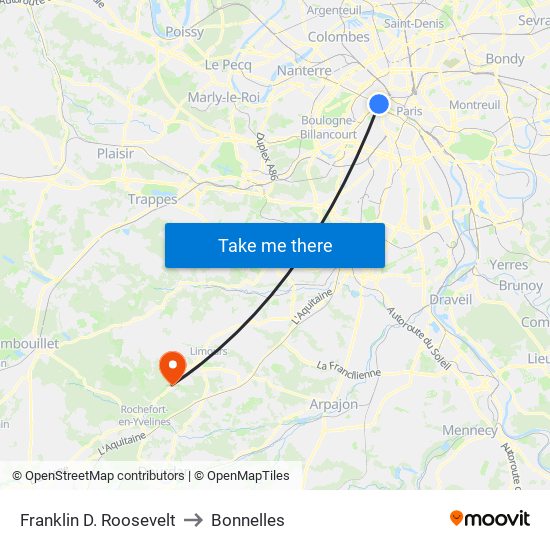 Franklin D. Roosevelt to Bonnelles map