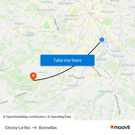 Choisy-Le-Roi to Bonnelles map