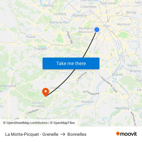 La Motte-Picquet - Grenelle to Bonnelles map