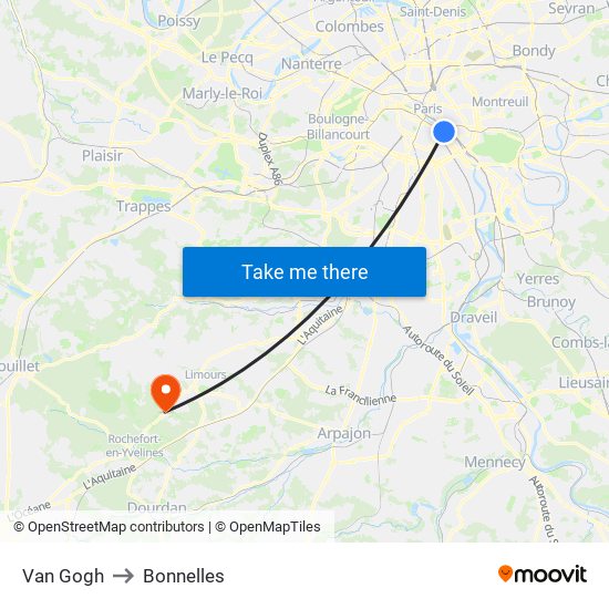 Van Gogh to Bonnelles map