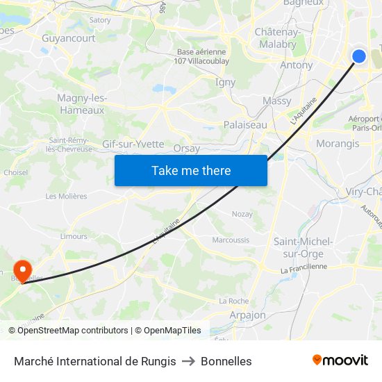 Marché International de Rungis to Bonnelles map