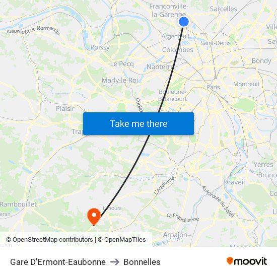 Gare D'Ermont-Eaubonne to Bonnelles map