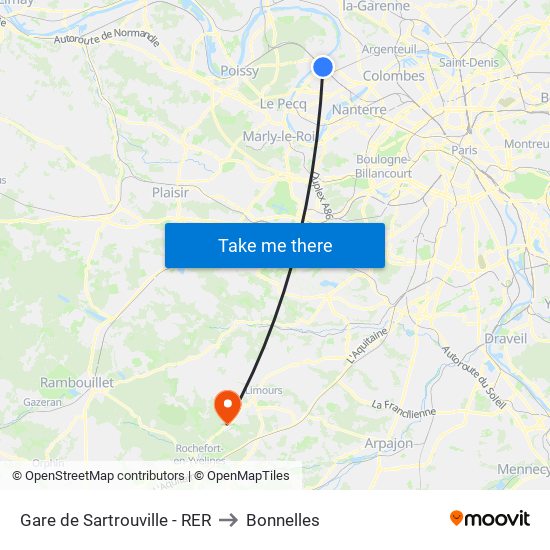 Gare de Sartrouville - RER to Bonnelles map