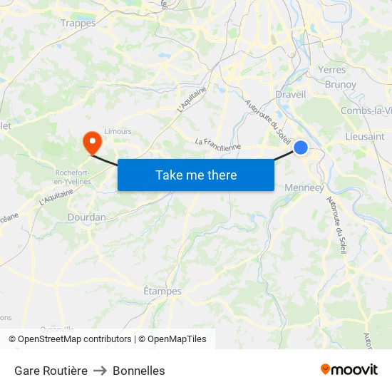 Gare Routière to Bonnelles map