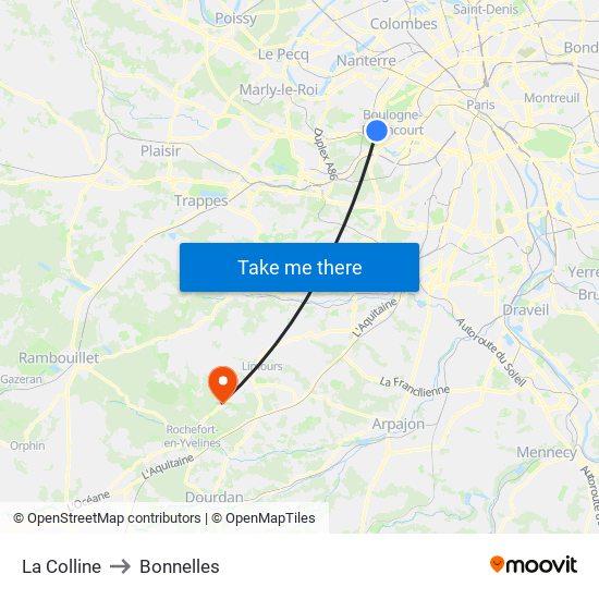 La Colline to Bonnelles map