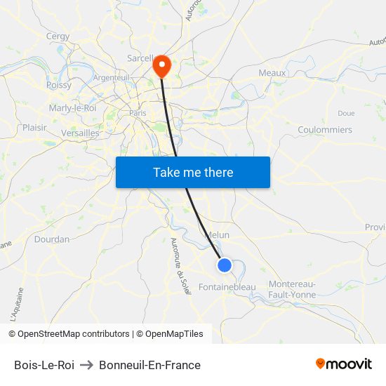 Bois-Le-Roi to Bonneuil-En-France map