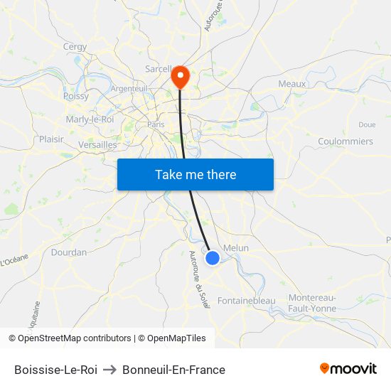 Boissise-Le-Roi to Bonneuil-En-France map