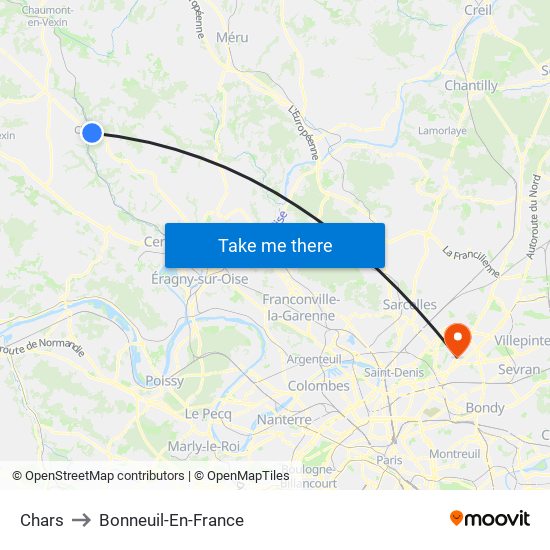 Chars to Bonneuil-En-France map