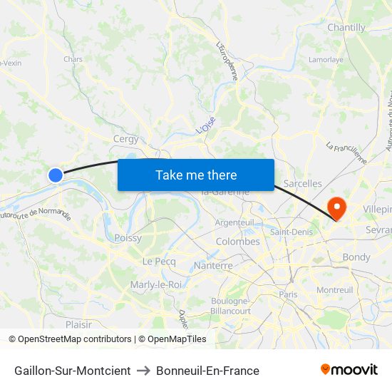 Gaillon-Sur-Montcient to Bonneuil-En-France map