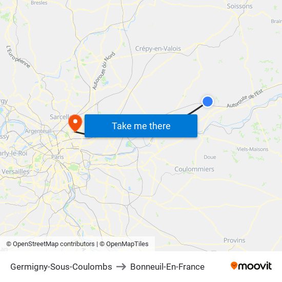 Germigny-Sous-Coulombs to Bonneuil-En-France map