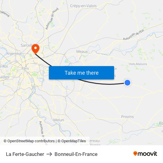 La Ferte-Gaucher to Bonneuil-En-France map