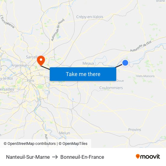 Nanteuil-Sur-Marne to Bonneuil-En-France map