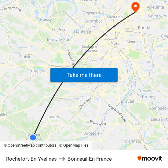 Rochefort-En-Yvelines to Bonneuil-En-France map