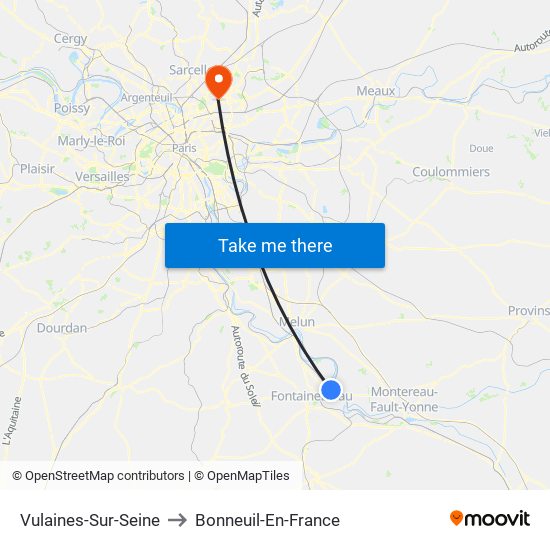 Vulaines-Sur-Seine to Bonneuil-En-France map