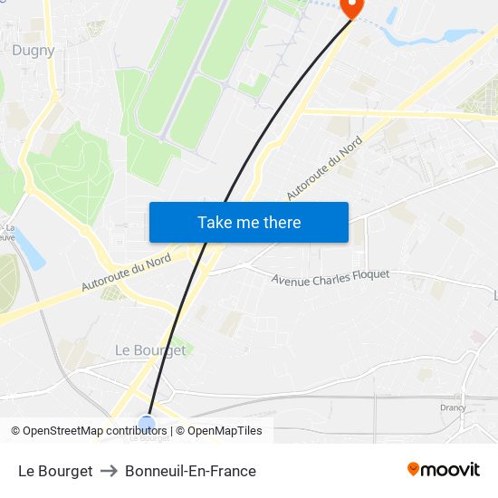 Le Bourget to Bonneuil-En-France map