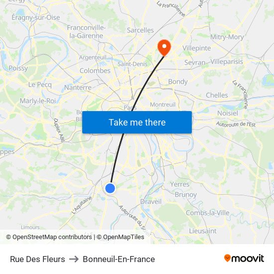 Rue Des Fleurs to Bonneuil-En-France map