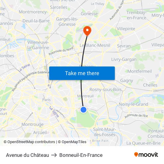 Avenue du Château to Bonneuil-En-France map