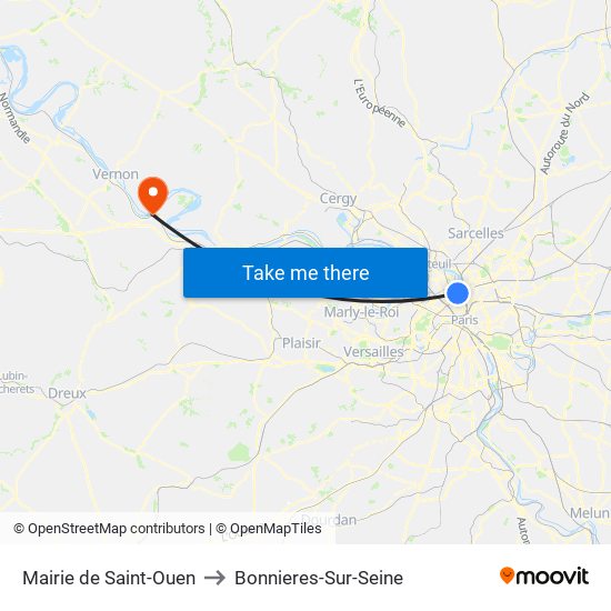 Mairie de Saint-Ouen to Bonnieres-Sur-Seine map