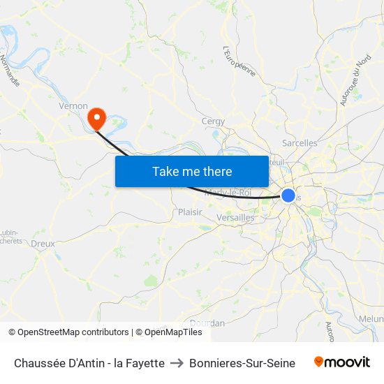 Chaussée D'Antin - la Fayette to Bonnieres-Sur-Seine map